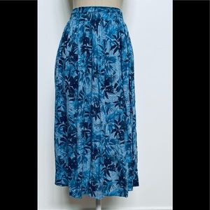 Margaret O’Leary Maxi Midi Floral Blue Skirt EUC